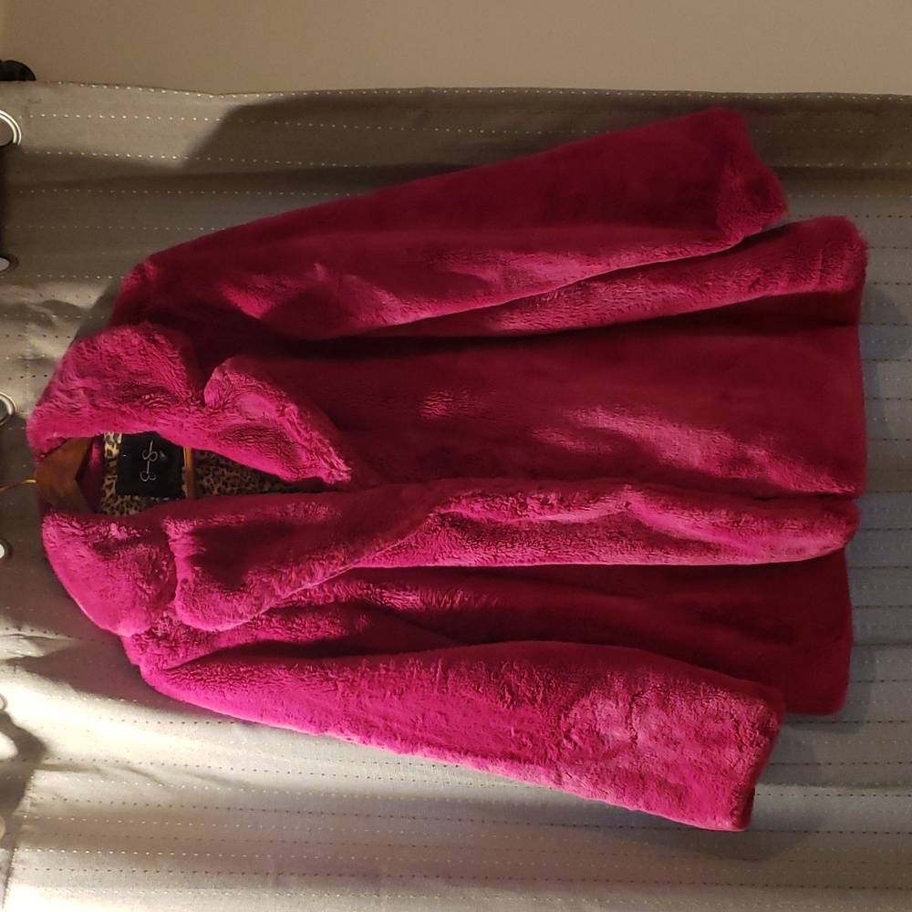 Jessica Simpson Fuchsia Faux Fur Coat